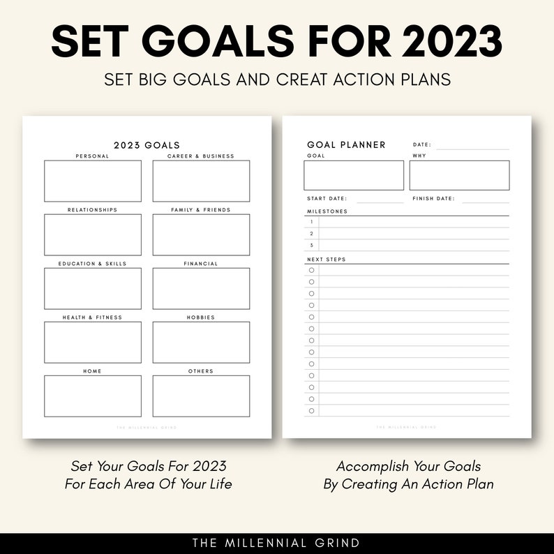2023 Goal Planner 2023 Goal Tracker 2023 New Year Goal Etsy Singapore