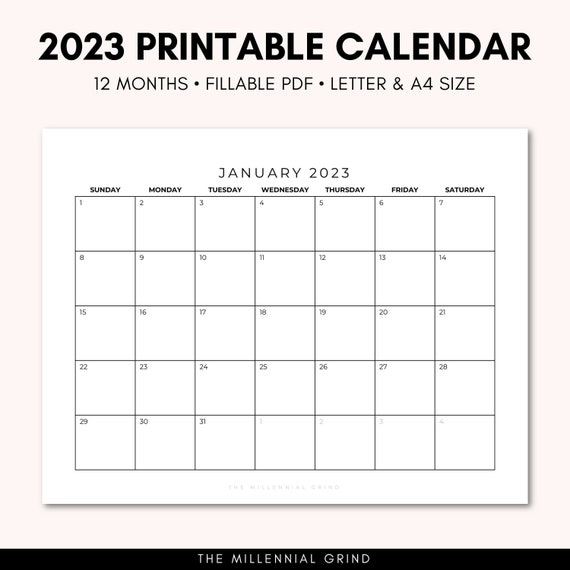 2023 Calendar Printable 2023 Calendar Template 2023 - Etsy Denmark