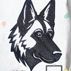 German shepherd face embroidery design. Dog face one color embroidery. German shepherd digital design. Hoop 5x7