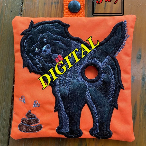 ITH Newfoundland Dog Poop bag dispenser machine embroidery design. Poop bag holder pattern. Digital design. Newfie embroidery. Hoop 5x7