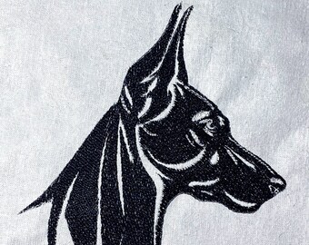 Diseño de bordado de cara de dóberman: Cabeza de perro de un solo color (bastidor de 5x7) (Diseño digital)