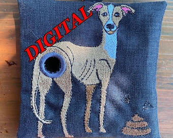 Diseño de bordado a máquina ITH para dispensador de bolsas para excrementos de galgo italiano (bastidor de 5 x 7 pulgadas) (archivo de diseño digital)