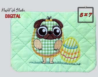 Tapete de taza con diseño de carlino de Pascua (ITH) (Arco de 5x7) (Descarga digital)