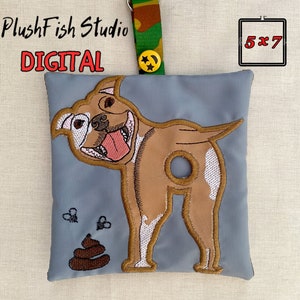 ITH Staffordshire Bullterrier Kotbeutelspender Stickmaschine Stickmuster. Kotbeutelhalter. Kotbeutel Design. Digitales Schnittmuster. Stickrahmen 5x7