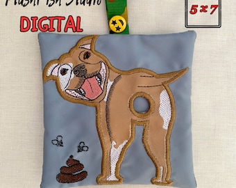 Diseño de bordado a máquina ITH para dispensador de bolsas para excrementos de Staffordshire Bull Terrier (bastidor de 5x7) (patrón digital)