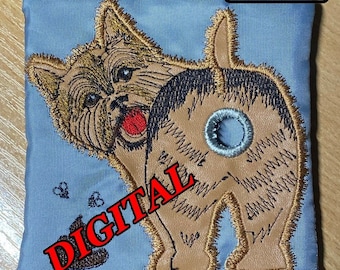Diseño de bordado a máquina ITH para dispensador de bolsas para excrementos de Norwich Terrier (bastidor de 5 x 7 pulgadas) (patrón digital)