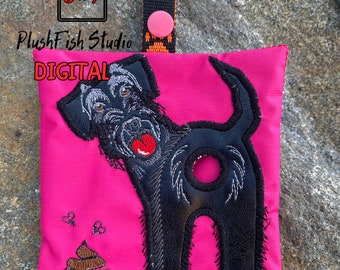 Dispensador de bolsas para excrementos de Schnauzer gigante, diseño de bordado a máquina ITH (bastidor de 5x7) (patrón digital)