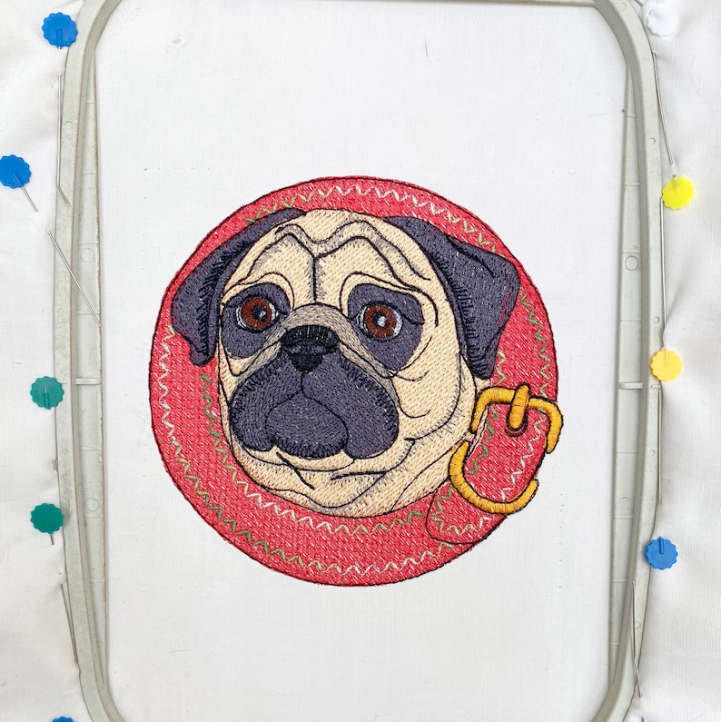 Pug embroidery design pug face pug machine embroidery  etsy Pug embroidery design pug face pug machine embroidery  etsy