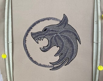 The Witcher&#39;s amulet machine embroidery design, White Wolf amulet embroidery, Geralt&#39;s amulet embroidery design. For the 5x7 hoop