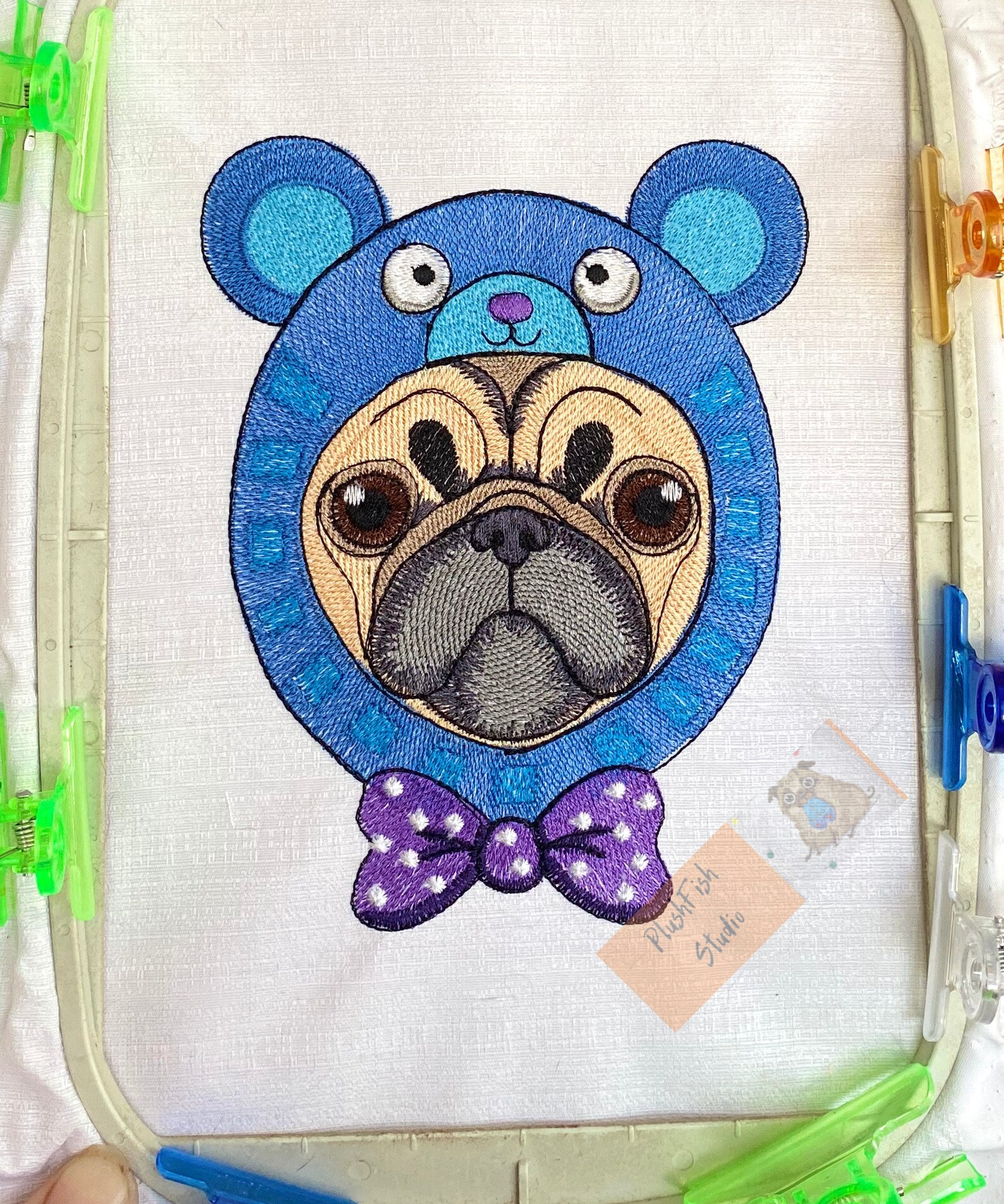 Pug embroidery design pug face in the mouse hood pug machine  etsy Pug embroidery design pug face in the mouse hood pug machine  etsy