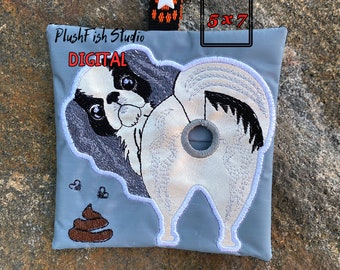 Diseño de bordado a máquina para dispensador de bolsas de excrementos de perro japonés ITH (bastidor de 5 x 7 pulgadas) (diseño digital)