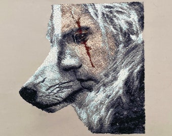 The Witcher, Geralt of Rivia, White Wolf machine embroidery design. The Witcher photostitch design.Photostitch machine embroidery. Hoop 7x10