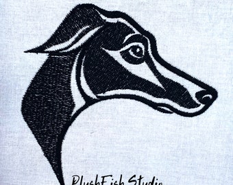 Diseño de bordado de cabeza de galgo y whippet: logotipo de perro (bastidor de 5 x 7 pulgadas) (diseño digital)