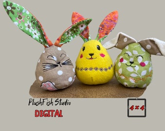 Diseño bordado de conejito de Pascua ITH: Conejo de peluche (bastidor de 4x4) (Descarga digital)