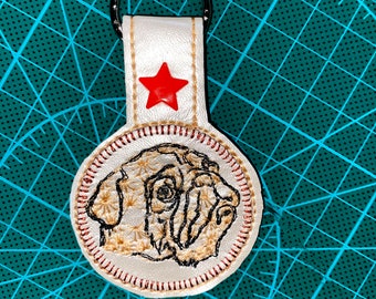ITH Pug Face Key Fob Machine Embroidery Design (4x4 Hoop)