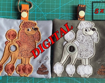 ITH Poodle Poop Bag Dispenser Machine Embroidery Design (5x7 Hoop) (Digital Design)