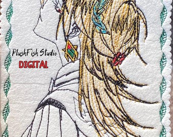 Diseño de bordado de Kaveh Genshin: Boceto de fan art (5x7, 6x10) (Patrón digital)