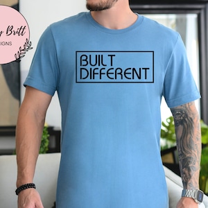 Built Different Shirt for Men, Mens Graphic T-Shirt, Fitness Workout Tee, Inspirational Quote Mens Shirt, Gift for Him