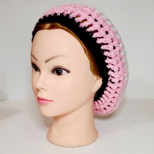 Handmade Two-Tone Acrylic Hair Snood: Elasticated Crochet Hair Net