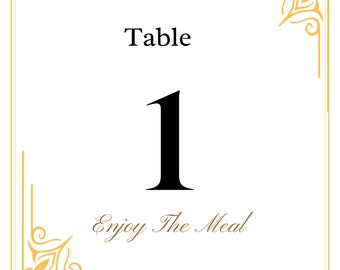 Instant Download - Elegant Wedding Table Numbers printable (1 - 10)