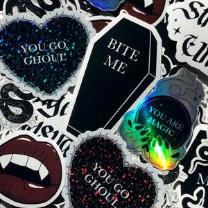 Mystery Sticker Pack, Spooky Surprise Vinyl Decal Set, Gothic Cute & Witchy Stationary, Assorted Mystery Gift for Sticker Lovers