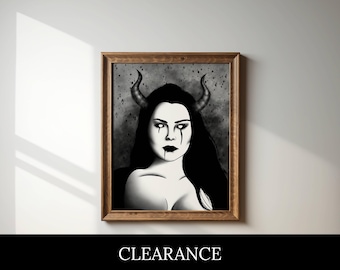 Succubus Art Print, Demon Portrait, Dark Fantasy Illustration, Horror Wall Decor