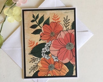 Thinking of you Beautiful pink tulips add beauty All occasion card A handmade note card that is blank on the inside Free delivery