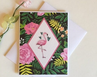 Thinking of you Beautiful pink tulips add beauty All occasion card A handmade note card that is blank on the inside Free delivery