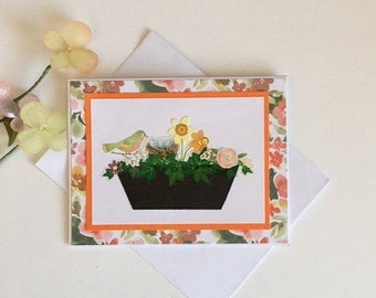 Thinking of you Beautiful pink tulips add beauty All occasion card A handmade note card that is blank on the inside Free delivery