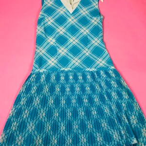 Vintage 60s Blue and White Dropwaist Dress image 5