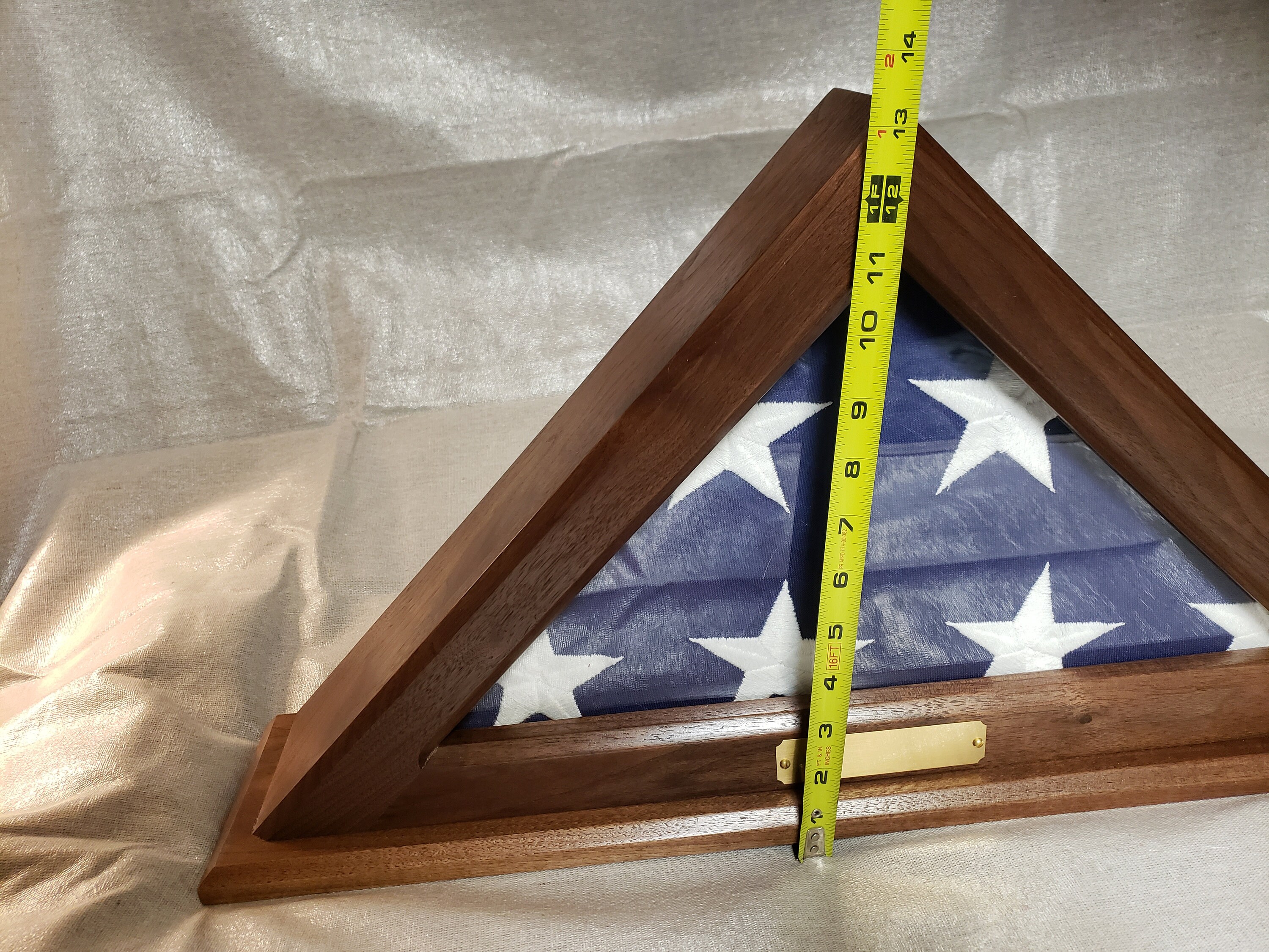 Solid Walnut American Flag Display Box Case Military Veteran Shadow Box