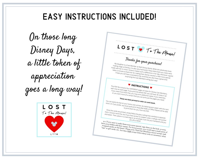 MAGIC KINGDOM Disney Cast Member Thank You Notes Make Some Etsy