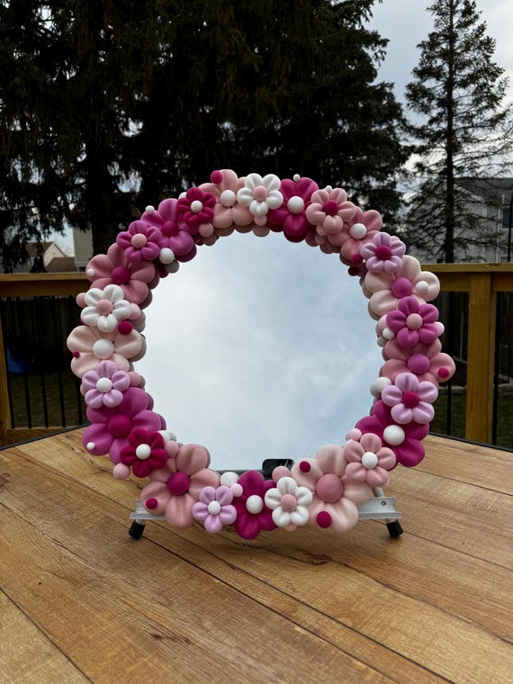 CREATE YOUR OWN! Large round floral foam Clay mirror - 22”x22”
