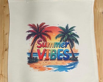 Conjunto de regalo de bolso de lona, bolso con cremallera y llavero Summer Vibes