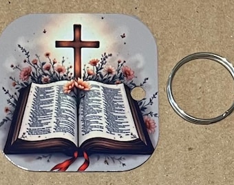Llavero Biblia, aluminio impreso por sublimación 2x2
