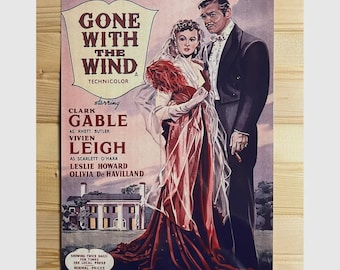 Reproducción del póster vintage de la película "Lo que el viento se llevó", letrero metálico de 8 x 12 pulgadas.