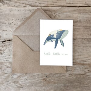 Karte zur Geburt, Geburtskarte, Postkarte,  Glückwunsch, Geschenk, Geburt, Hallo Baby, Willkommen, Wal & Gans