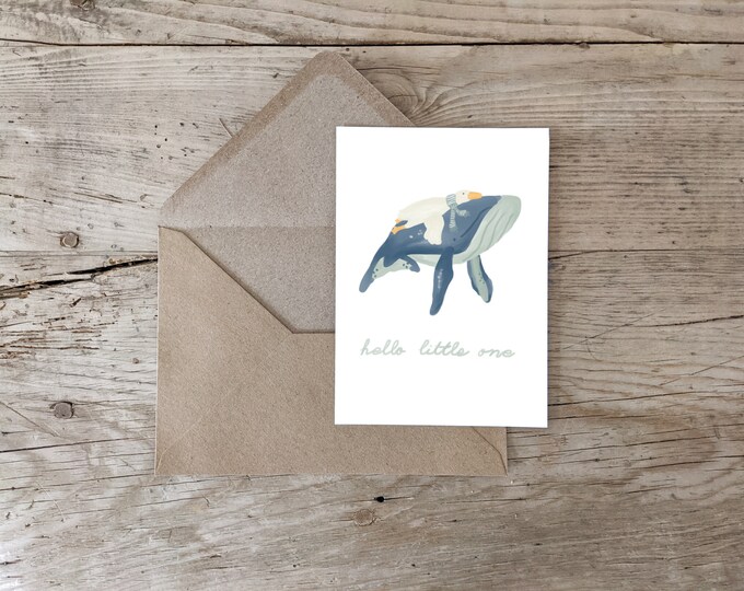Birth Card, Birth Card, Postcard, Congratulations, Gift, Birth, Hello Baby, Welcome, Whale & Goose