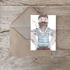 Postkarte "Björk", Grußkarte A6, Seefahrer, Möwe & Meer