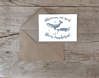 Birth Card, Birth Card, Postcard, Congratulations, Gift, Birth, Hello Baby, Welcome, Whale & Pisces