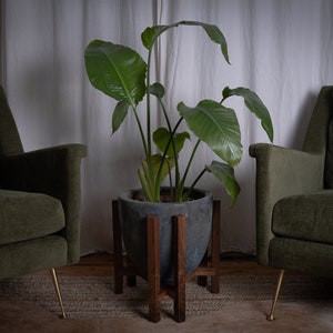 Walnut Plant Pot Stand