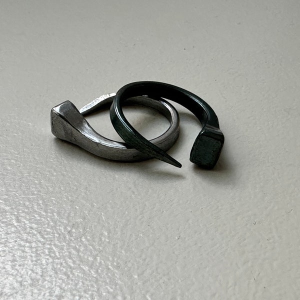 Horseshoe nail ring