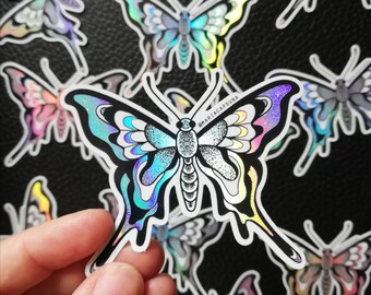 Holographic Butterfly Sticker: Vinyl Art Illustration