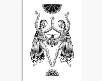 Moth Nativity Art Print: Ink Illustration, Parenting Wall Decor