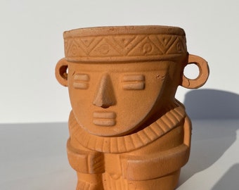 Indian Man Terracotta Pot 002