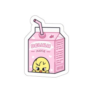 Felix, Lee Felix, Bbokari, SKZOO, Stray Kids, SKZ, Delulu Juice, süßer Huhn Aufkleber, K-Pop, gestanzter Aufkleber