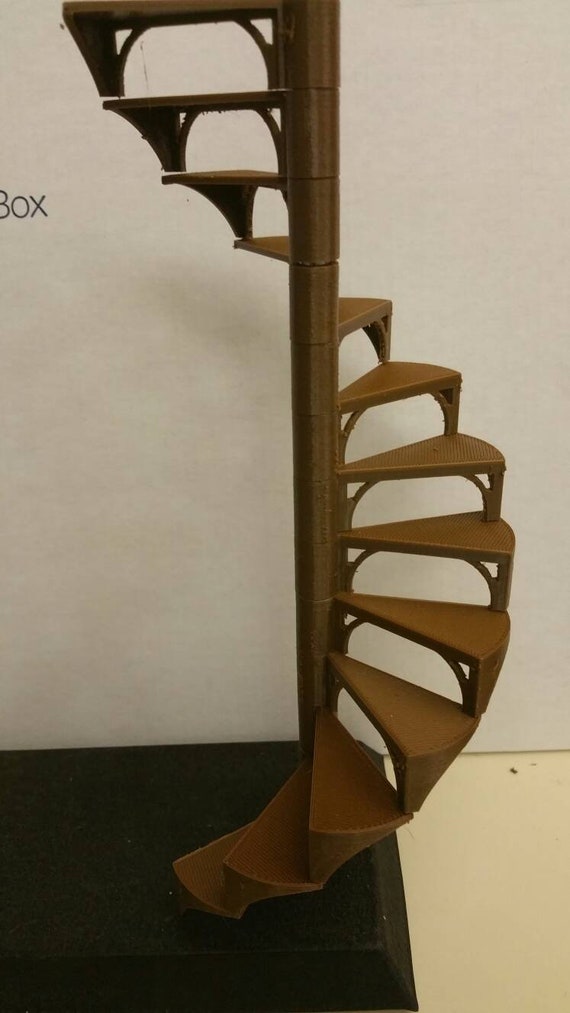 112 scale dollhouse spiral staircase kit 16 steps brown Etsy