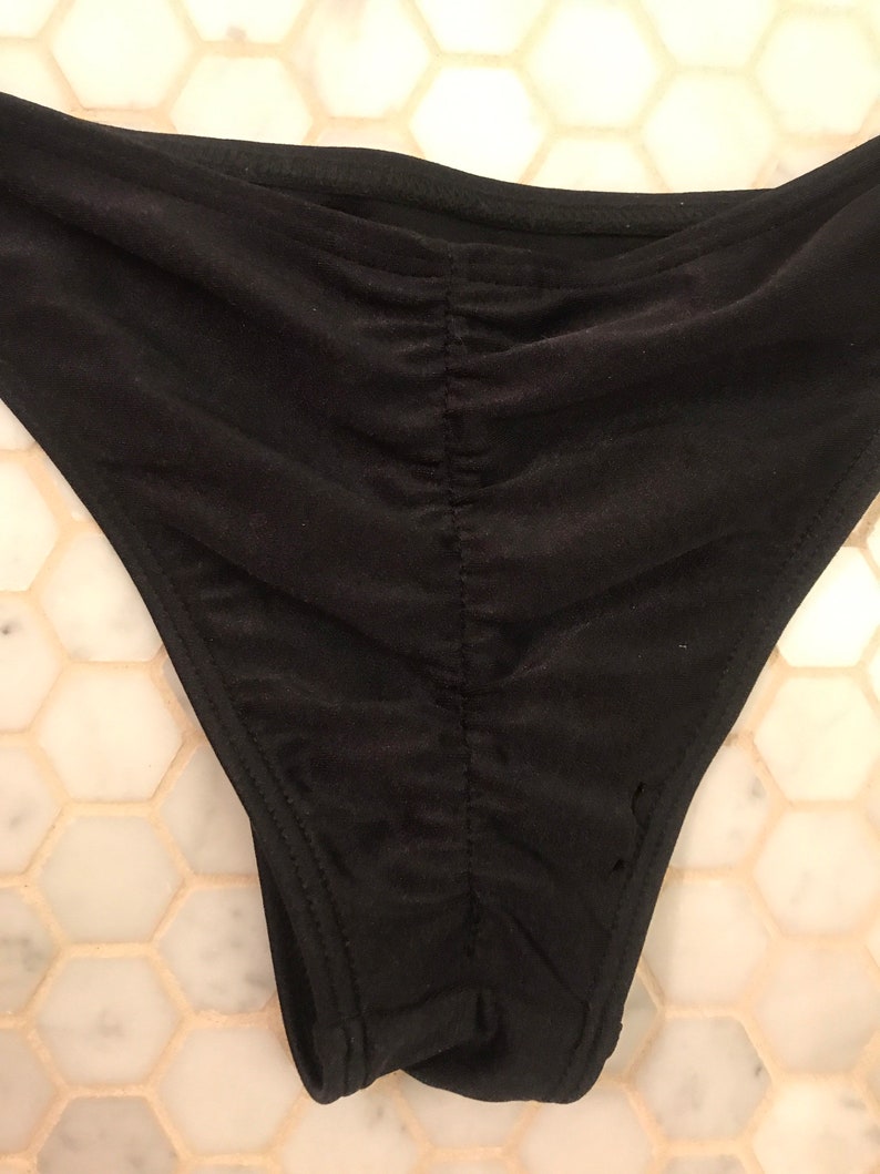 HK Designs straps black bikini bottoms w rouching