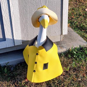 Goose Outfit -Yellow Raincoat Porch Goose Outfit - Fits 23 to 25 inch Plastic and Cement Lawn Goose  - Lawn Goose Clothes - Handmade by Me