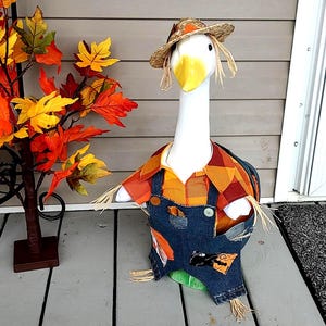 Handmade Scarecrow Lawn Goose Outfit: Fall Decor, Fits 23-25 inch Goose